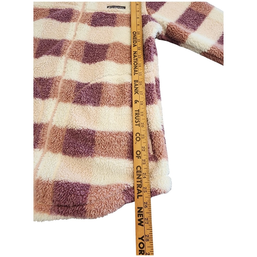 Columbia Benton Springs Womens Medium Purple Pink Check Full Zip Fleece - Picture 10 of 12